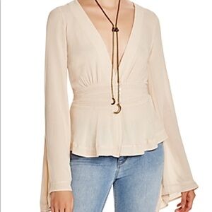 FREE PEOPLE Boho Bell Sleeve Blouse SZ M